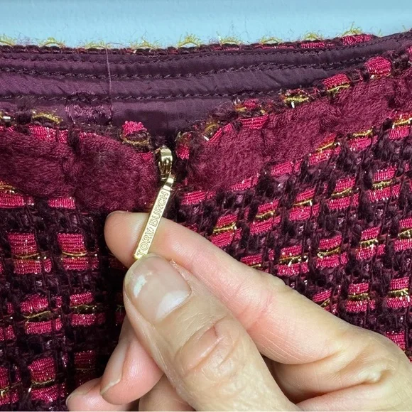 Tory Burch Victory Burgundy Metallic Tweed
skirt EUC - Picture 5 of 7